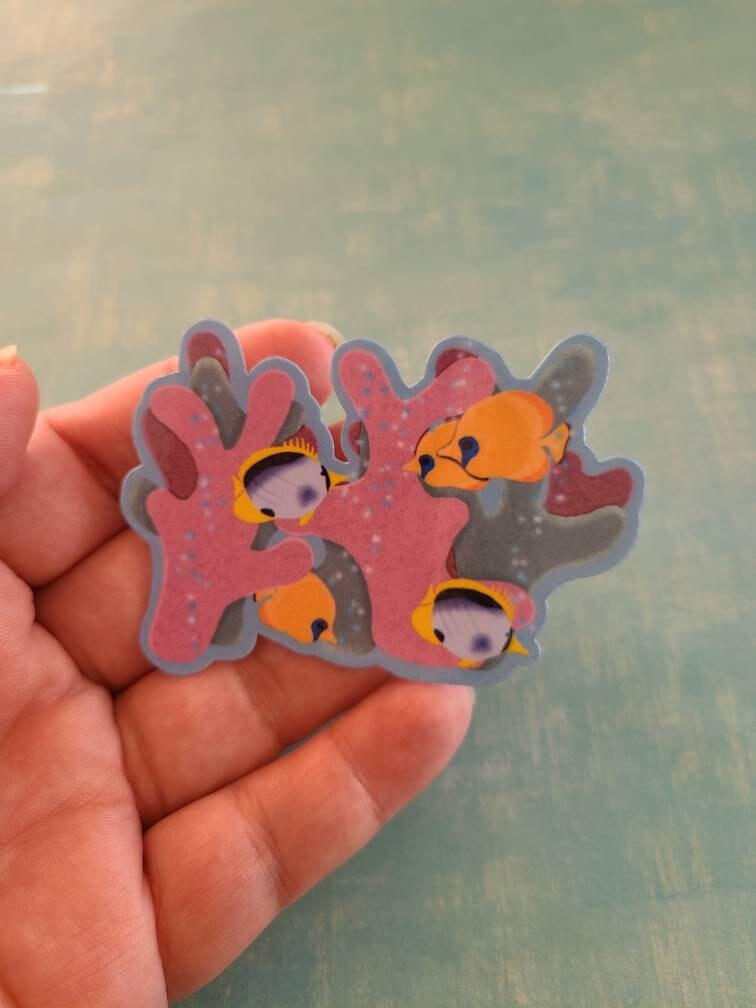 Colorful Coral Reef and Tropical Fish - Vinyl Sticker