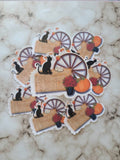 Fall Celebration Falling Leaves, Black Cat- Vinyl Sticker