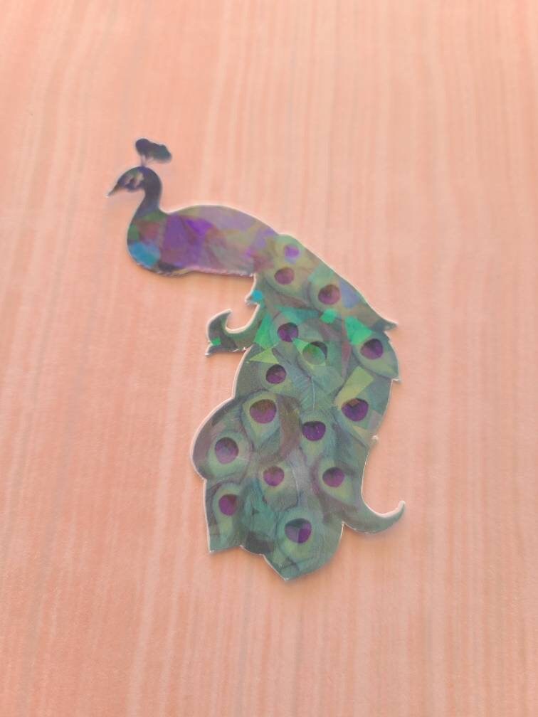 Holographic Blue Peacock - Vinyl Sticker
