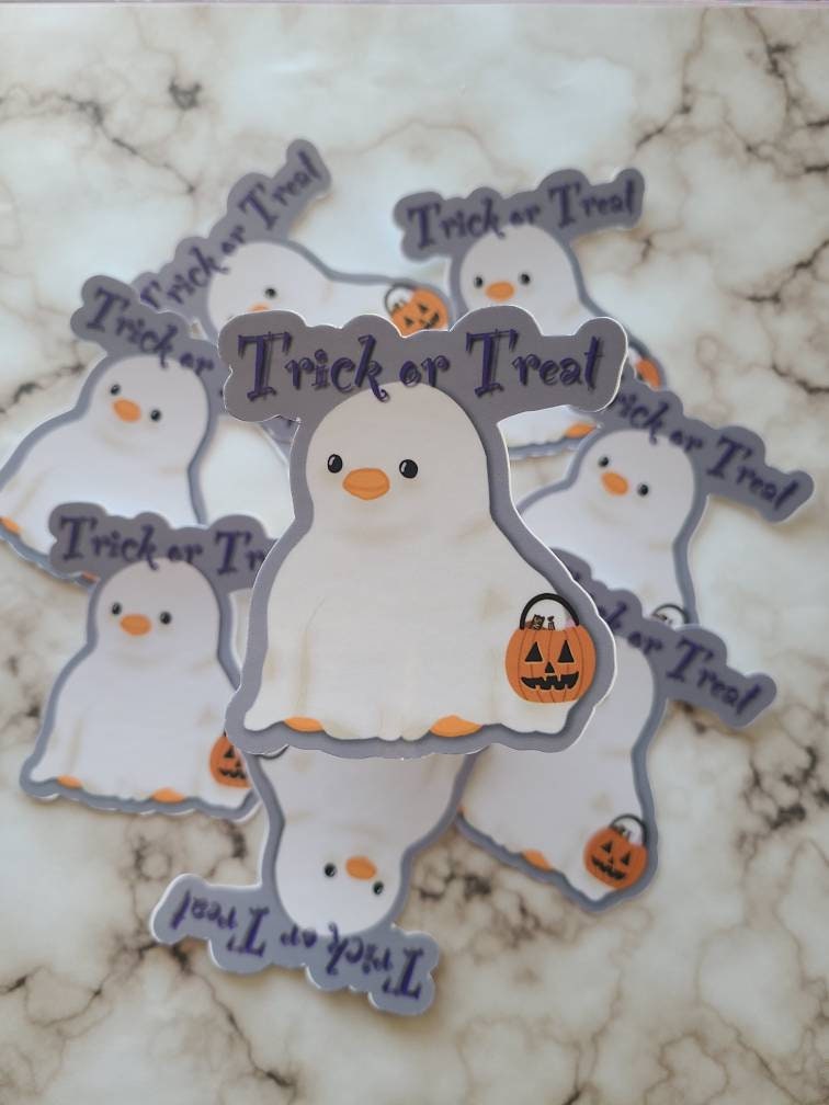 Trick or Treat Ghost Penguin - Vinyl Sticker