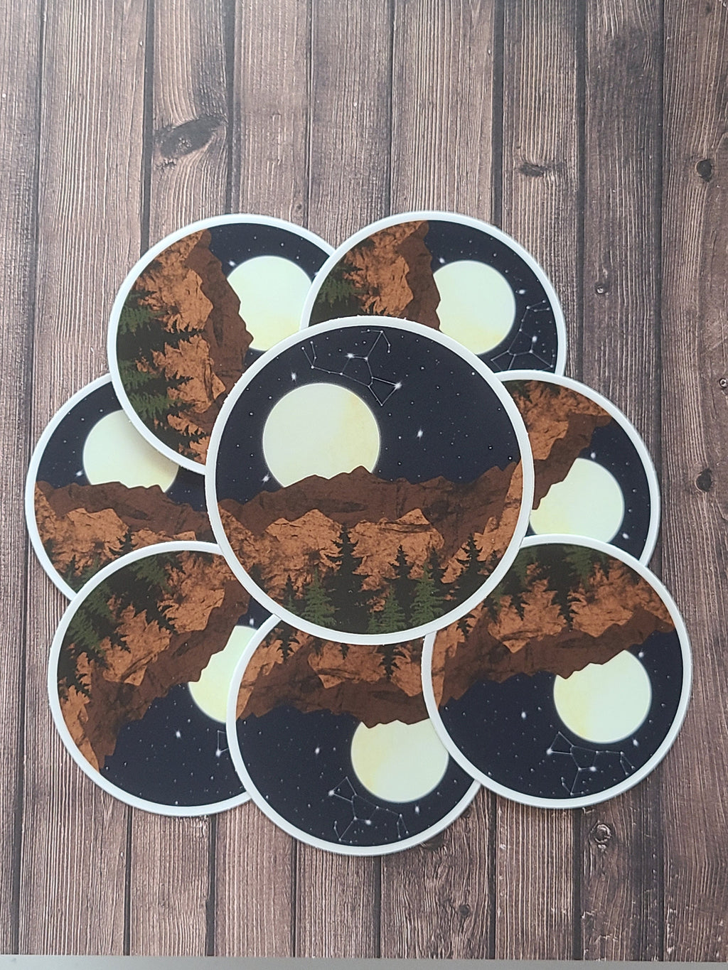 Full Moon Orion Mountain Forest - Vinyl Sticker