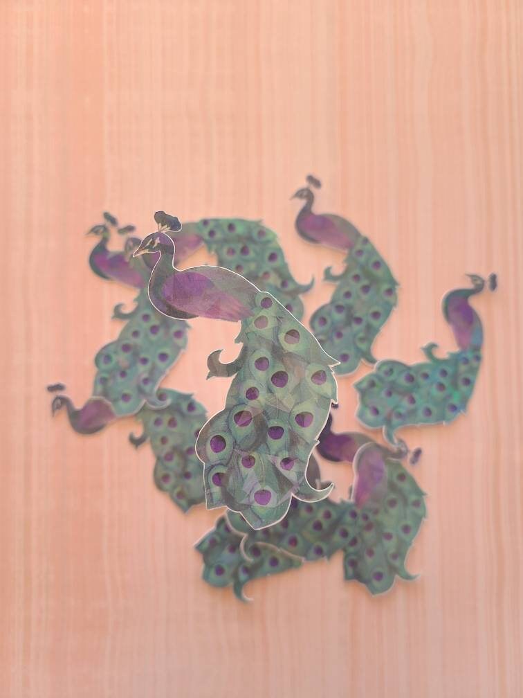 Holographic Blue Peacock - Vinyl Sticker