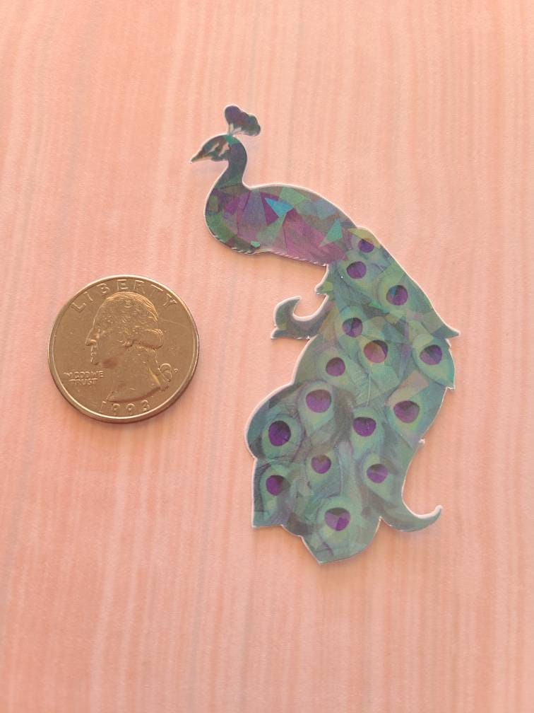Holographic Blue Peacock - Vinyl Sticker
