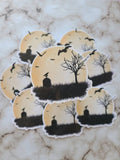 Spooky Halloween Full Moon Tombstone - Vinyl Sticker