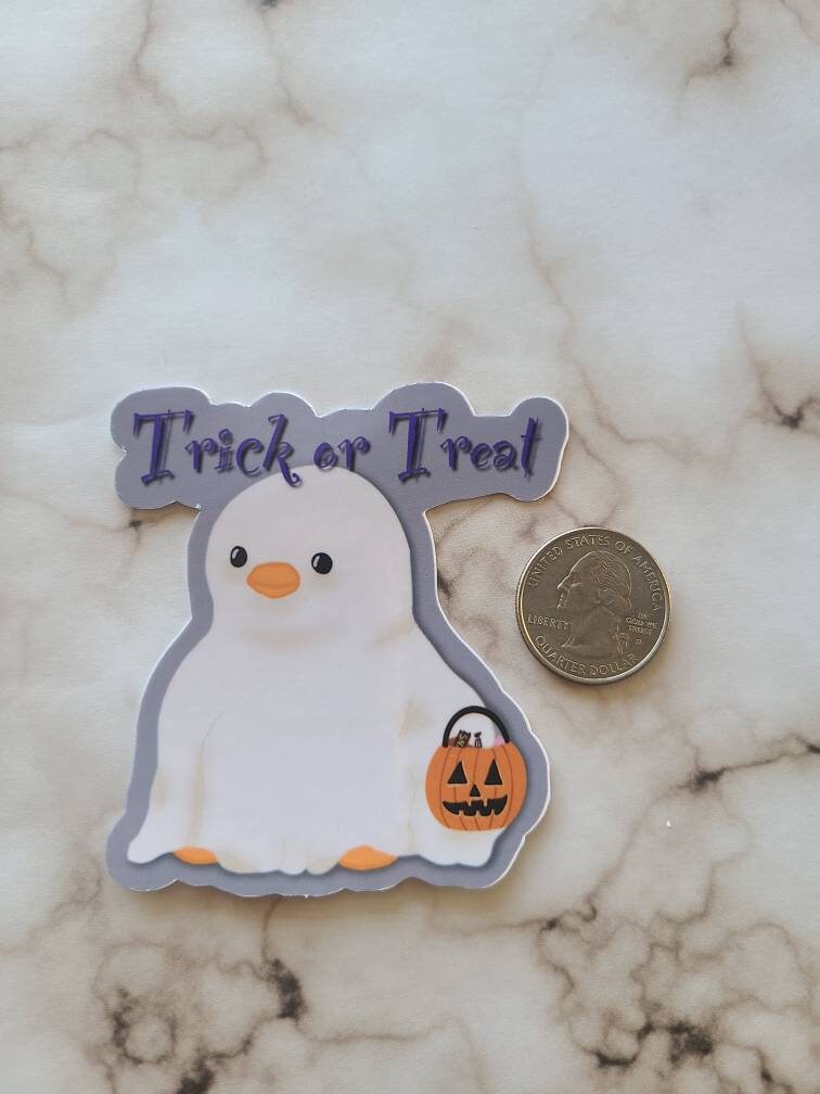 Trick or Treat Ghost Penguin - Vinyl Sticker
