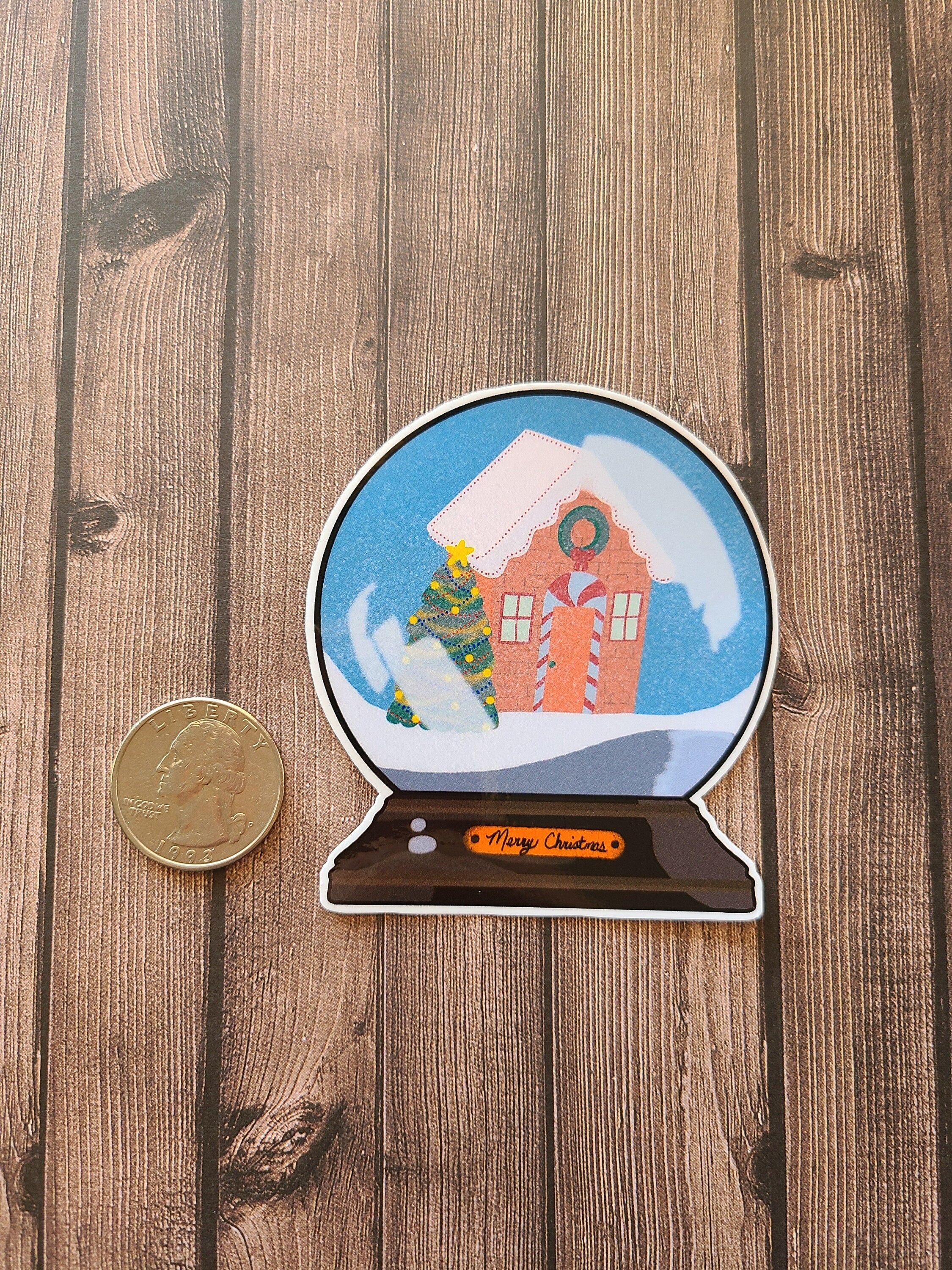 Gingerbread House Christmas Snowglobe- Vinyl Sticker