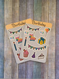 Happy Birthday Fun Sticker Sheet, 4 inch x 6 inch, Multi Colored, Journaling Stickers, Laptop, Waterbottle, Scrapbook Stickers