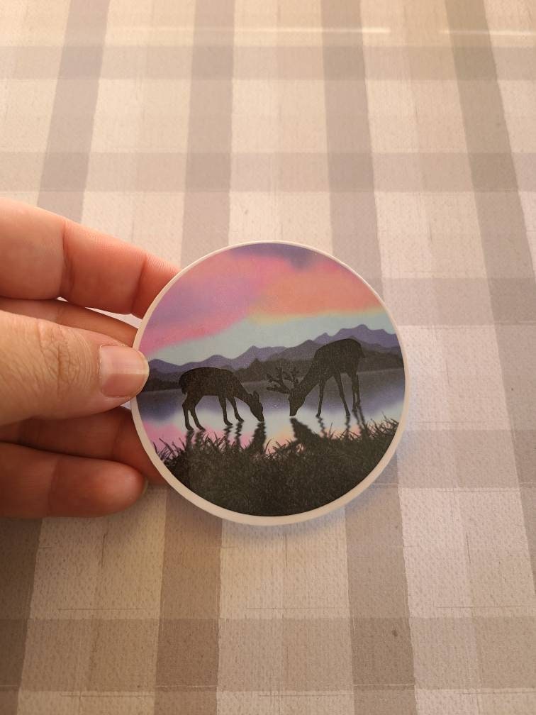 Sunset Grazing Deer - Vinyl Sticker