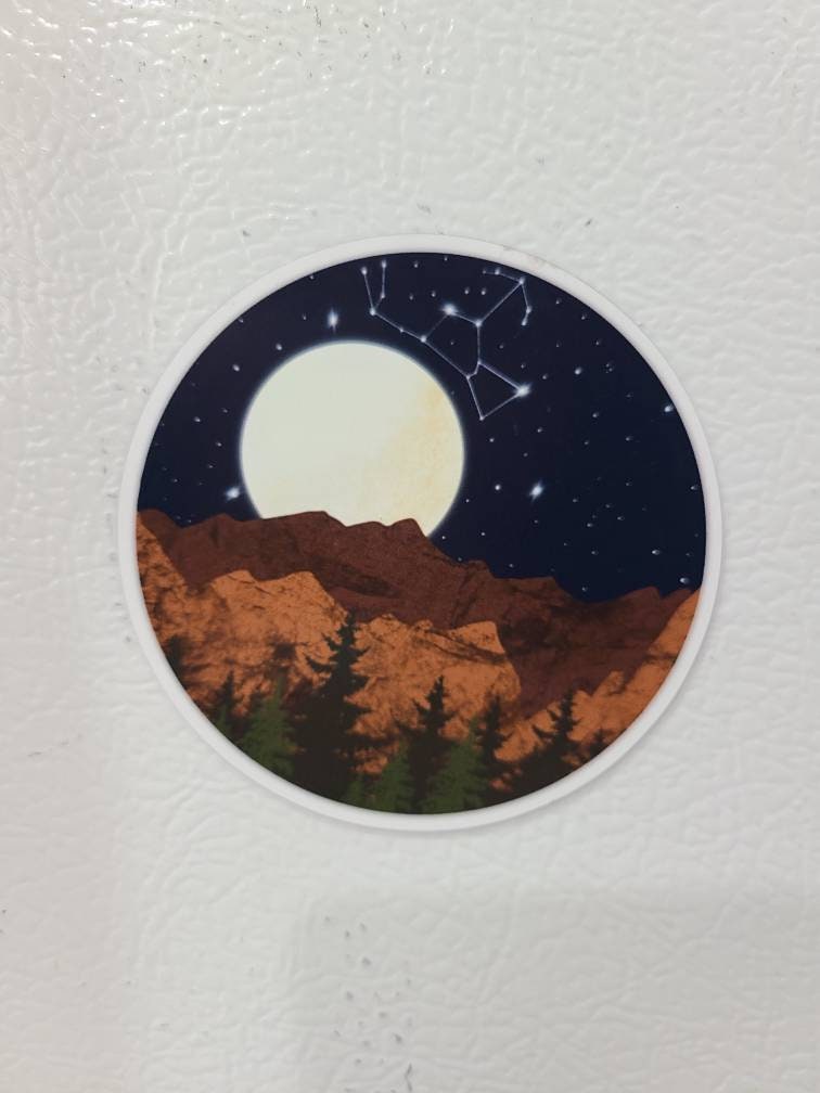 Full Moon Orion Mountain Forest - Fridge Magnet