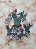 Potted Prickly Pear Cactus- Glossy Vinyl Sticker