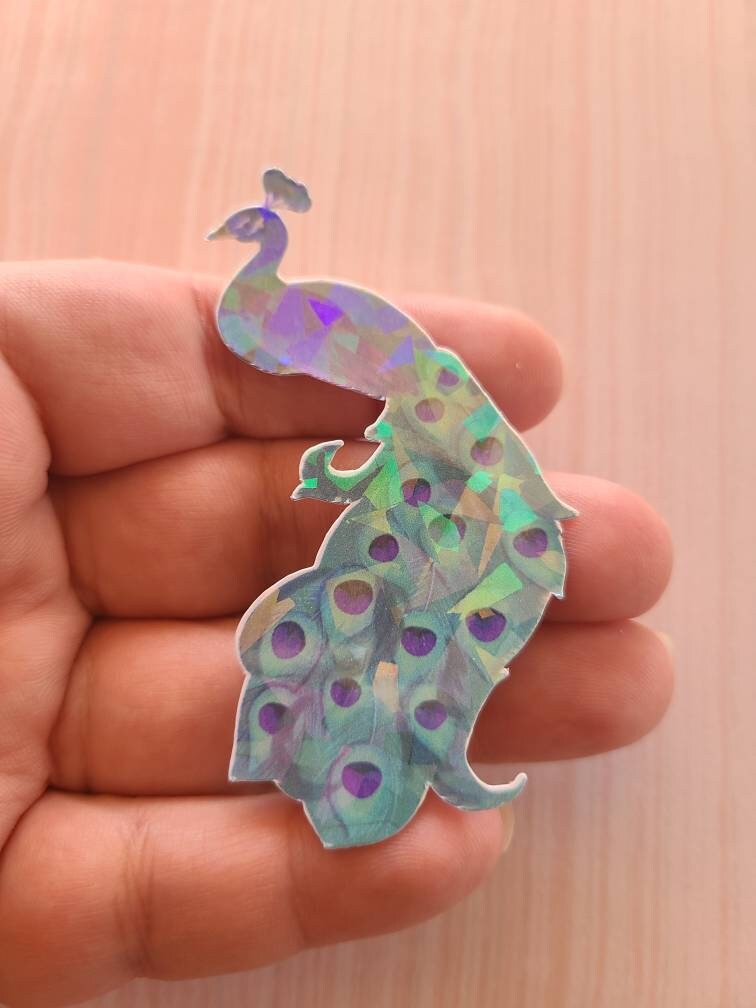 Holographic Blue Peacock - Vinyl Sticker