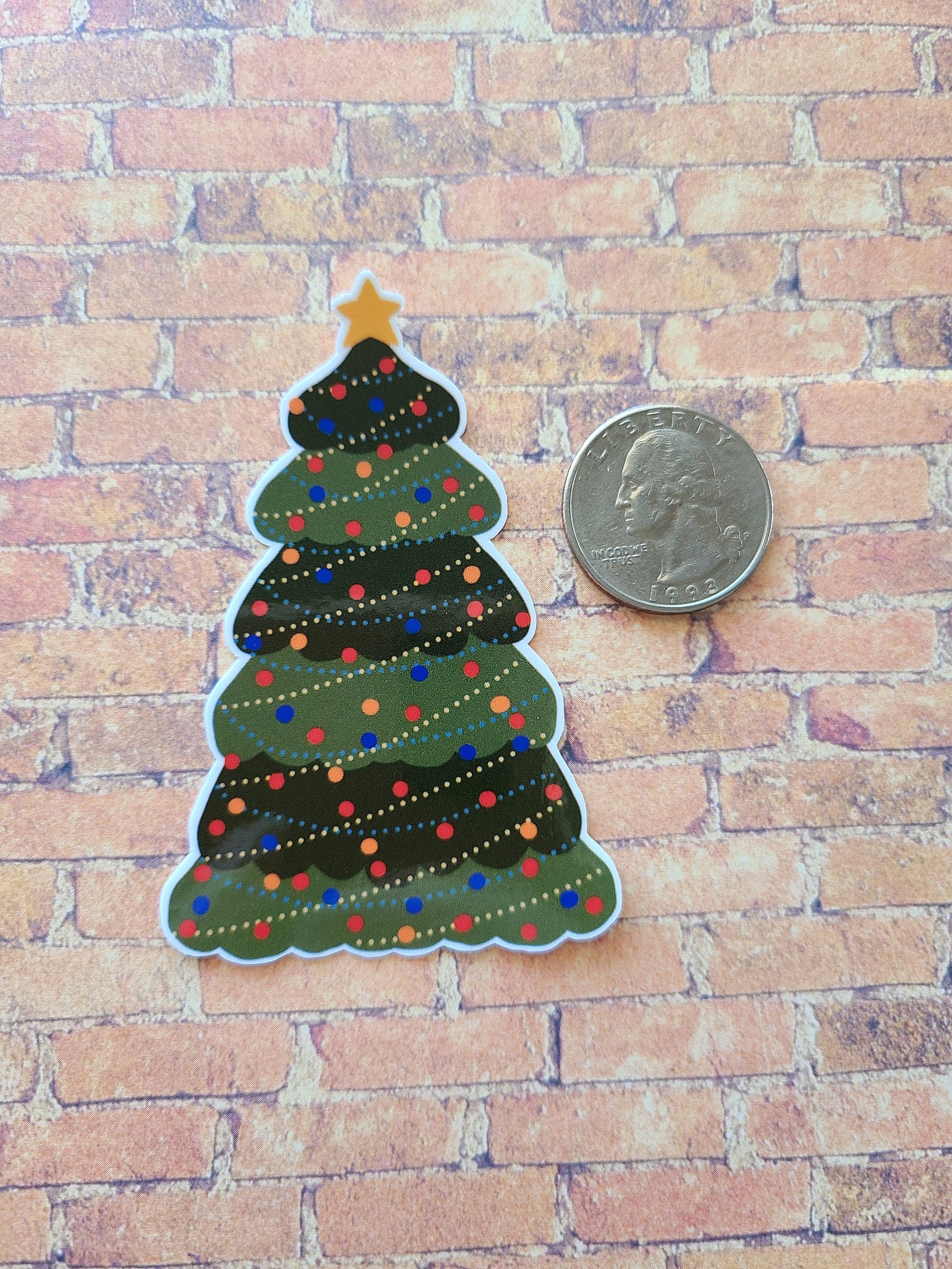 Decorated Green Christmas Pine Tree - Vinyl Sticker