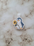 Penguin with Sunflower Magnetic Bookmark