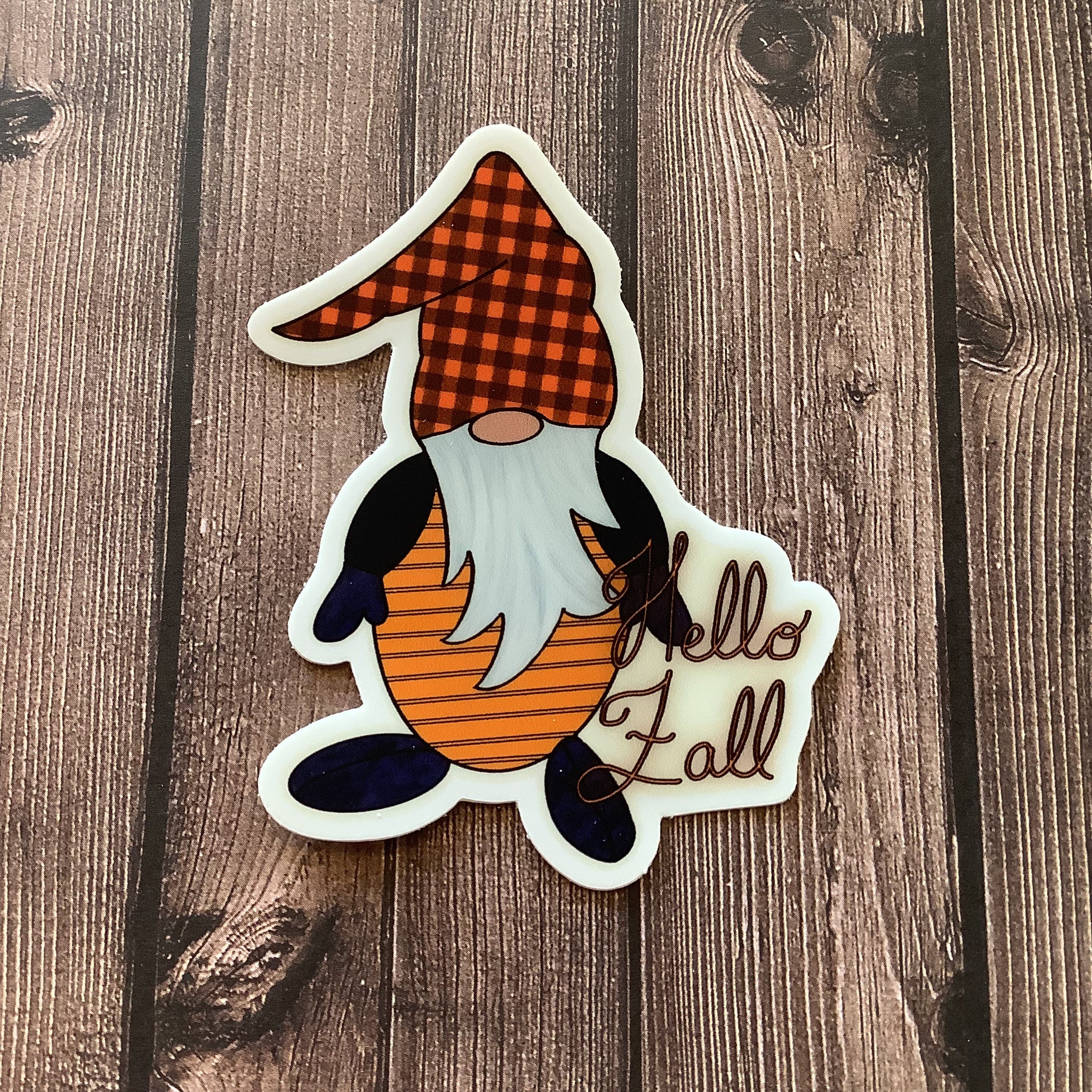 Hello Fall Gnome - Vinyl Sticker