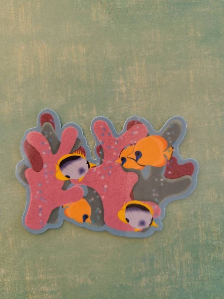 Colorful Coral Reef and Tropical Fish - Vinyl Sticker