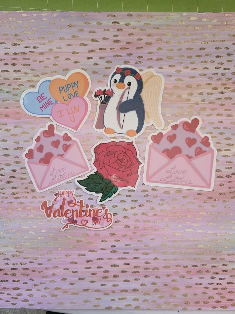 Valentine's Day Stickers - Set of 6 vinyl stickers