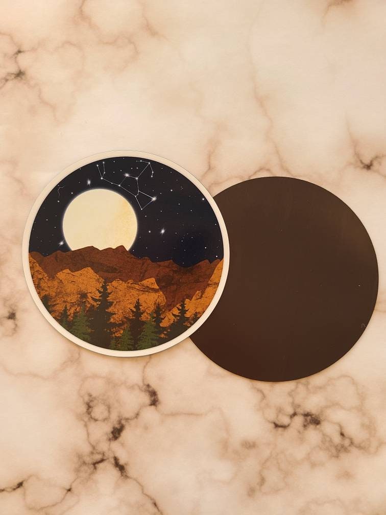 Full Moon Orion Mountain Forest - Fridge Magnet