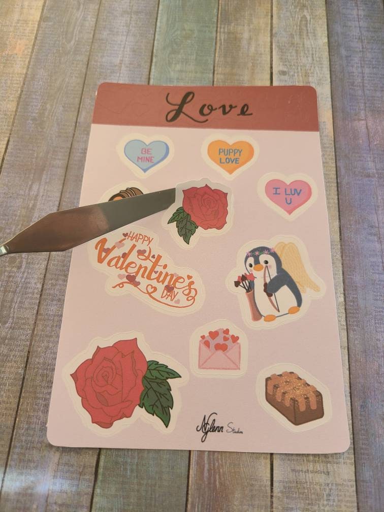 Valentine's Day Love Sticker Sheet, 4 inch x 6 inch, Multi Colored, Journaling Stickers, Laptop, Waterbottle, Scrapbook Stickers