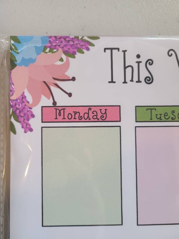 Weekly Planner Notepad- Colorful Wildflowers (53 sheets) 8.5" x 11"