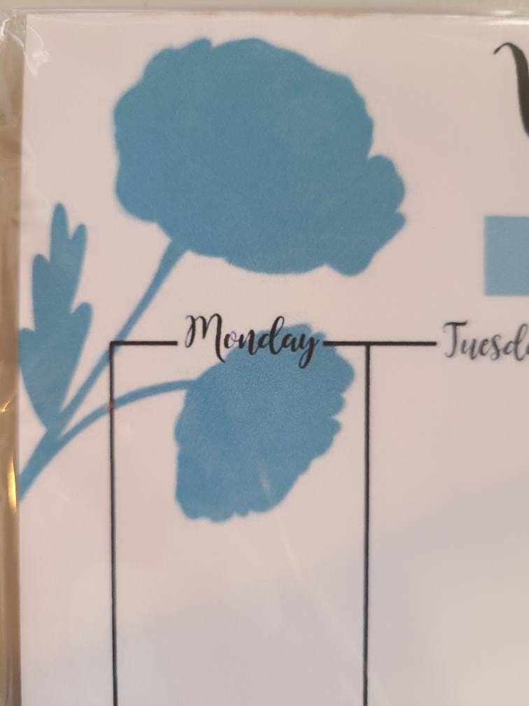 Weekly Planner Notepad- Blue Poppy (53 sheets) 8.5" x 11"