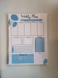Weekly Planner Notepad- Blue Poppy (53 sheets) 8.5" x 11"