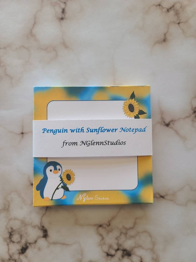 Penguin with Sunflower Memo Pad