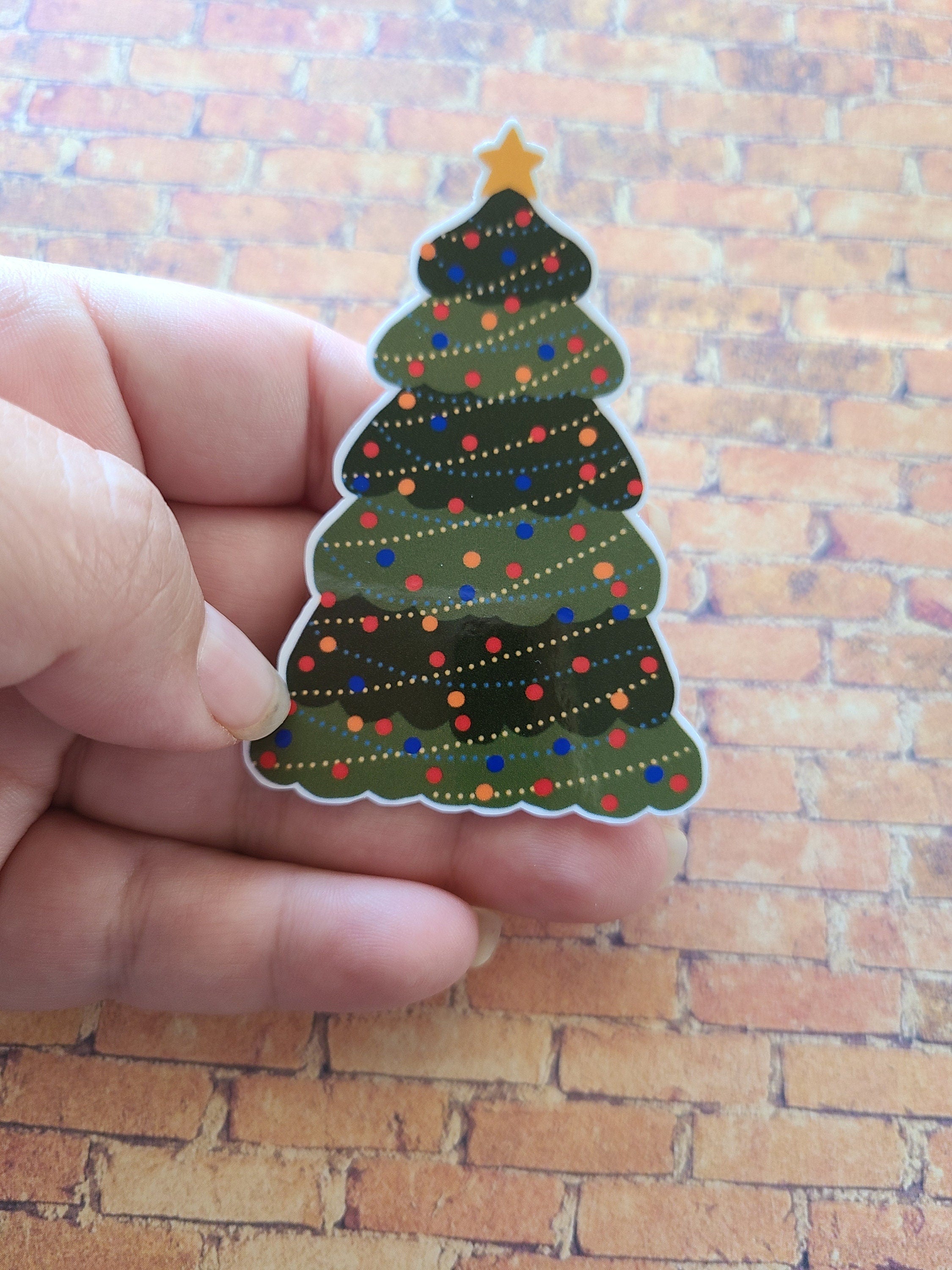 Decorated Green Christmas Pine Tree - Vinyl Sticker