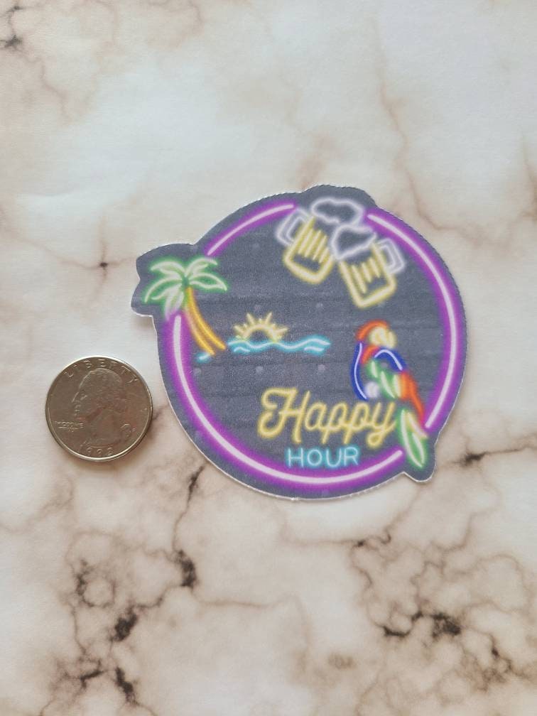Happy Hour Neon Sign - Vinyl Sticker