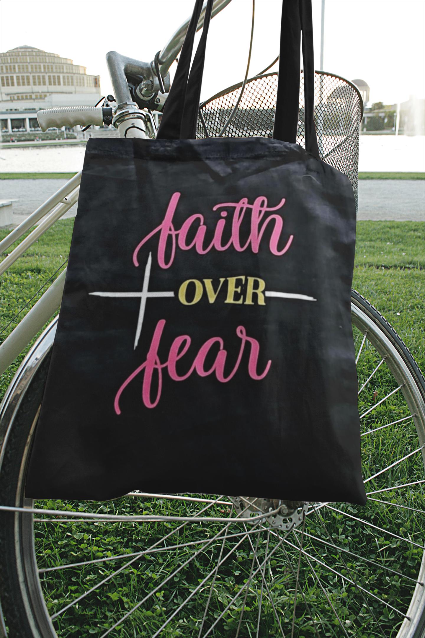 Christian Canvas Tote Bag Faith Over Fear