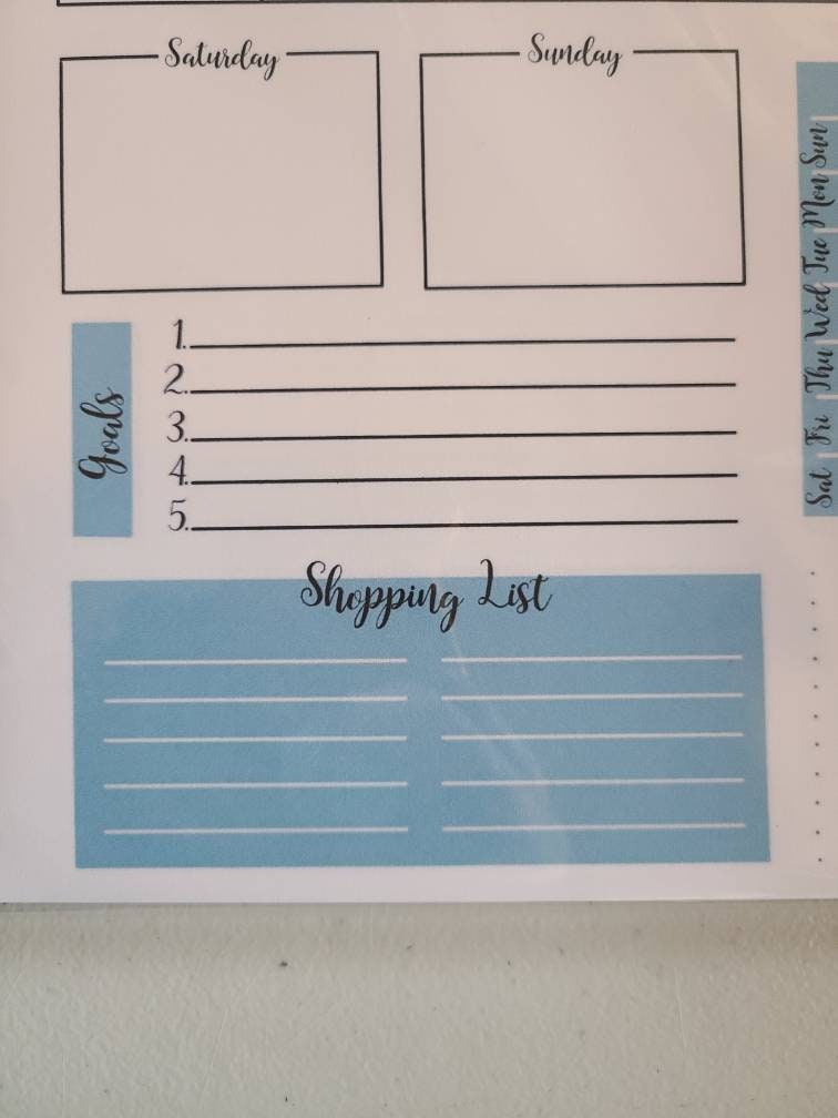 Weekly Planner Notepad- Blue Poppy (53 sheets) 8.5" x 11"