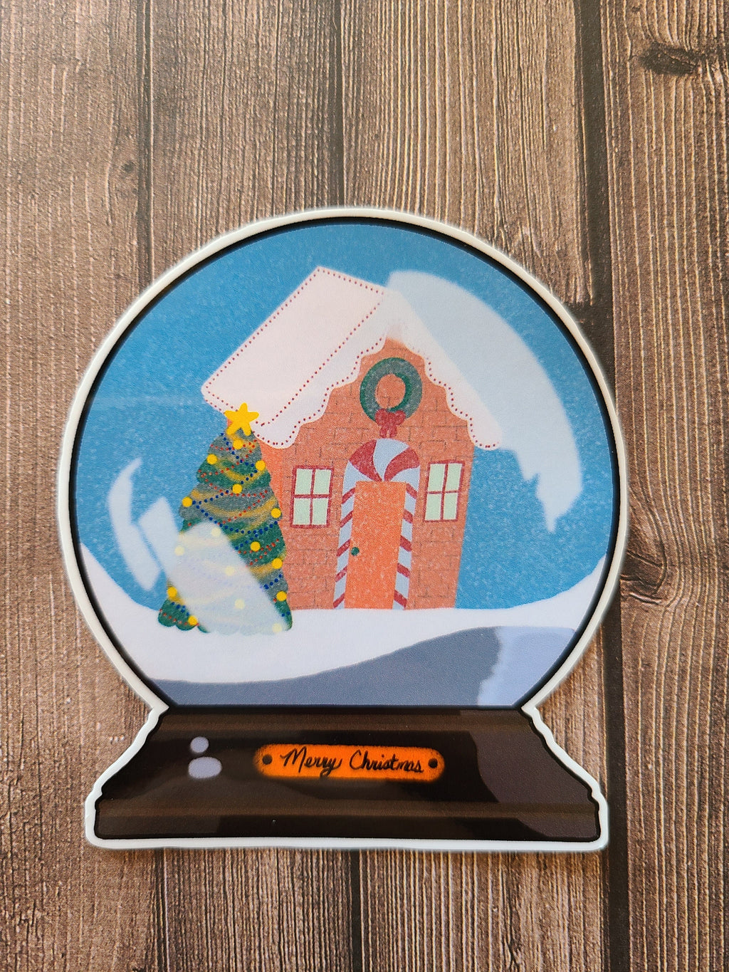 Gingerbread House Christmas Snowglobe- Vinyl Sticker
