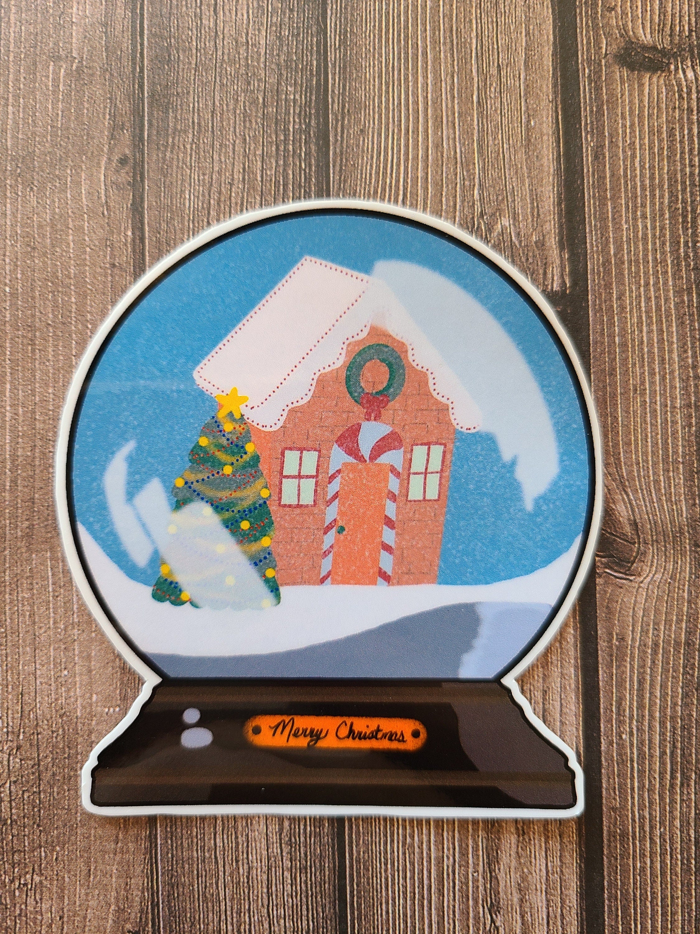 Gingerbread House Christmas Snowglobe- Vinyl Sticker