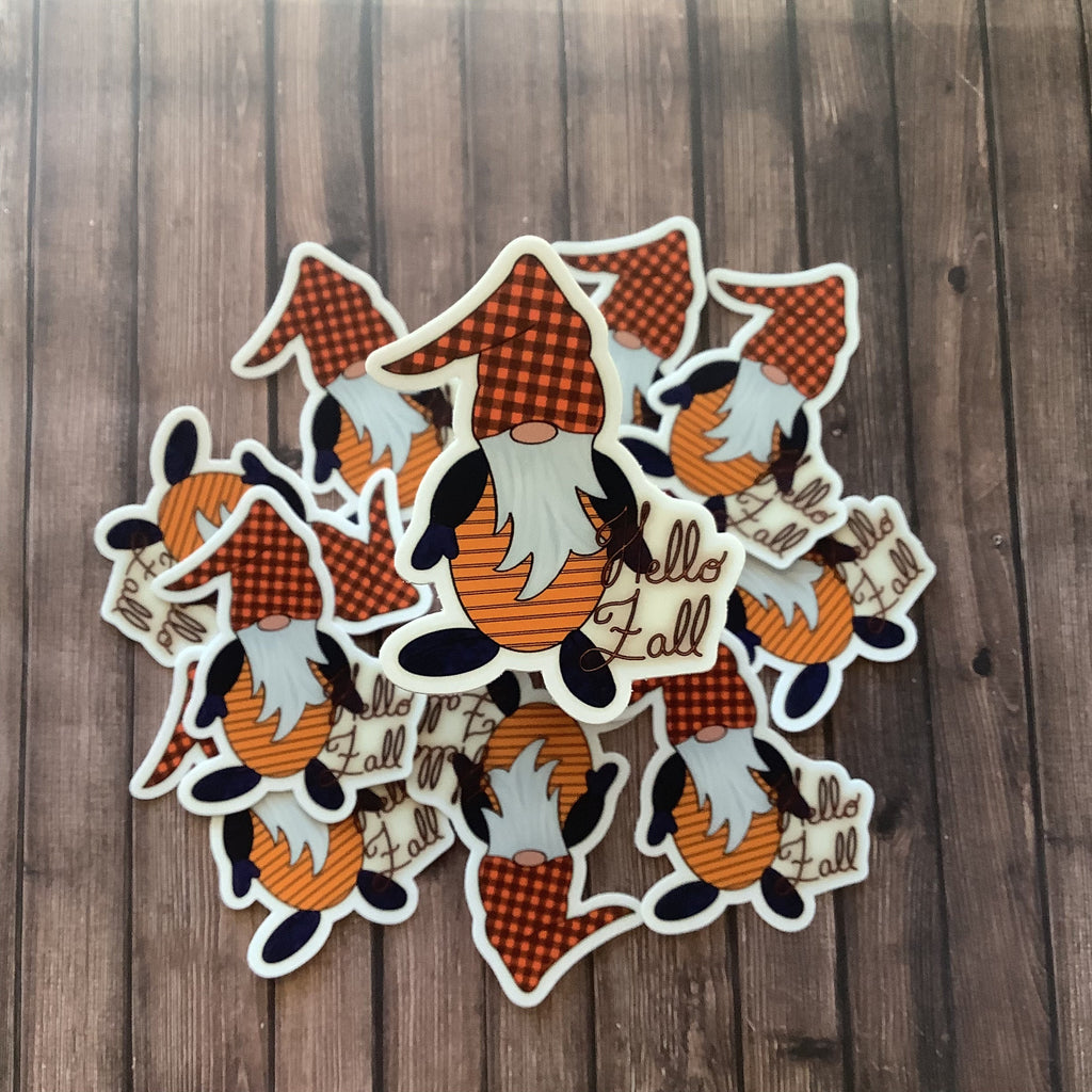 Hello Fall Gnome - Vinyl Sticker