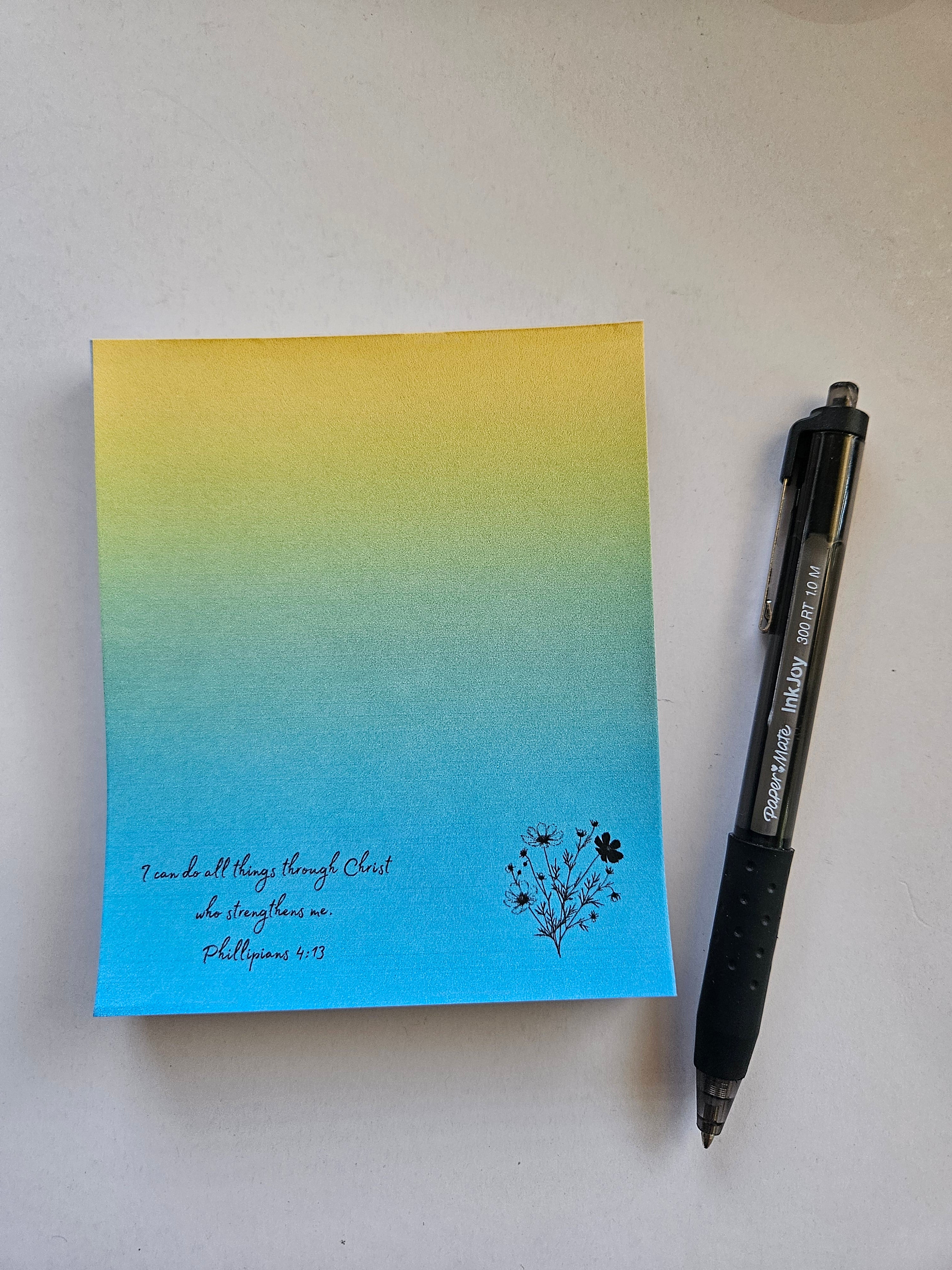 Inspirational Scripture and Flower Colorful Note Pad