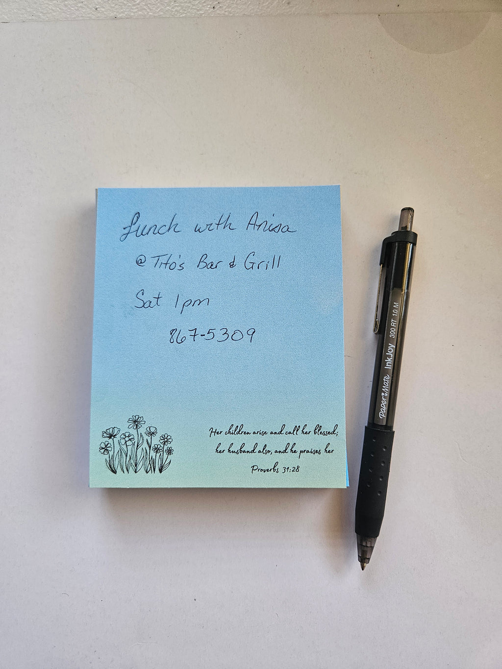 Inspirational Scripture and Flower Colorful Note Pad