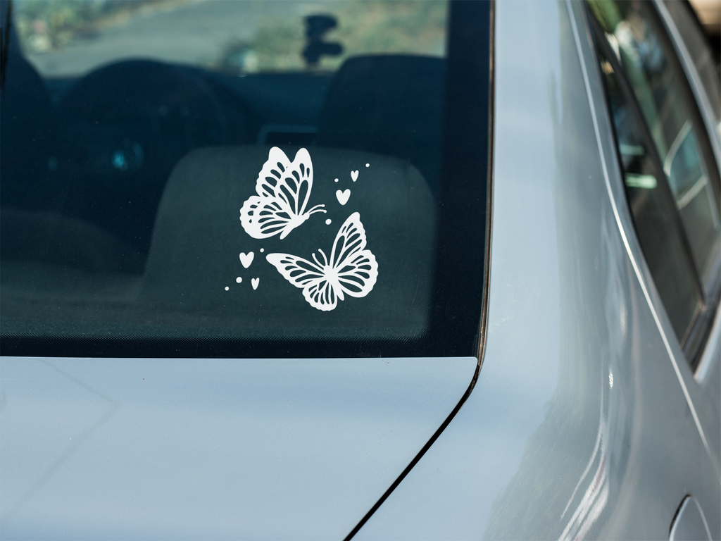 Butterflies and Hearts Window Decal, Car Decal