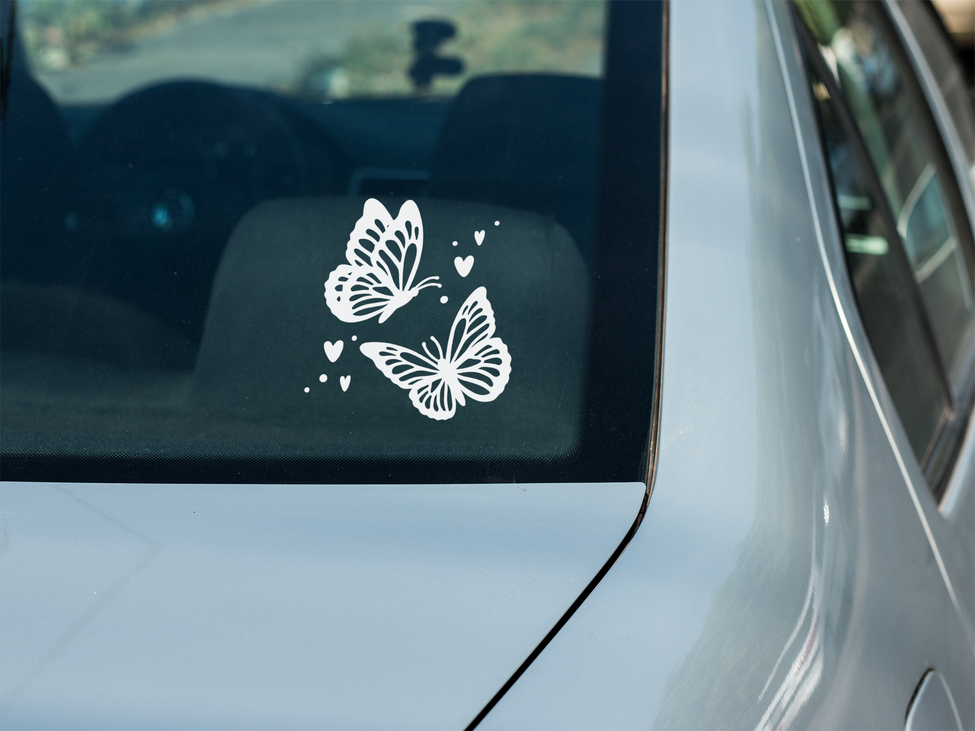 Butterflies and Hearts Window Decal, Car Decal