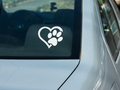 Pet Paw Print Heart Window Decal, Car Decal