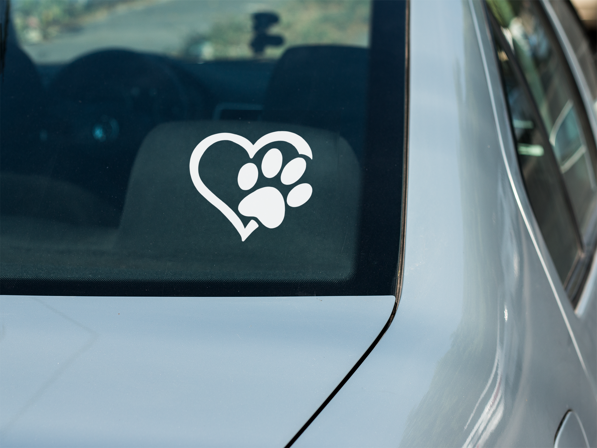 Pet Paw Print Heart Window Decal, Car Decal