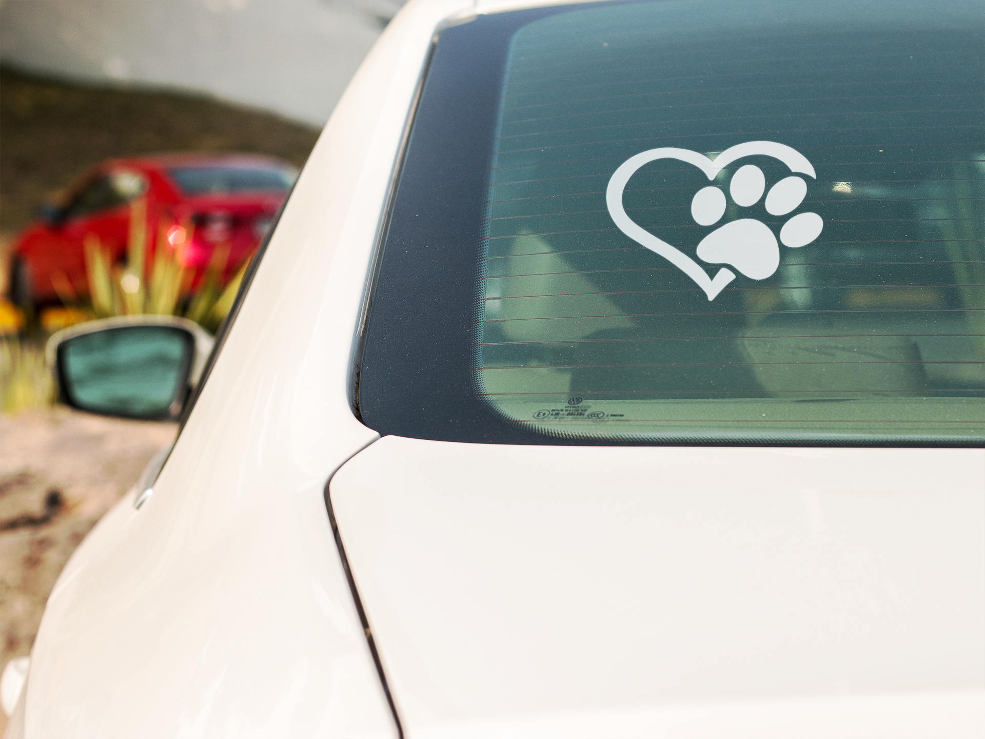 Pet Paw Print Heart Window Decal, Car Decal