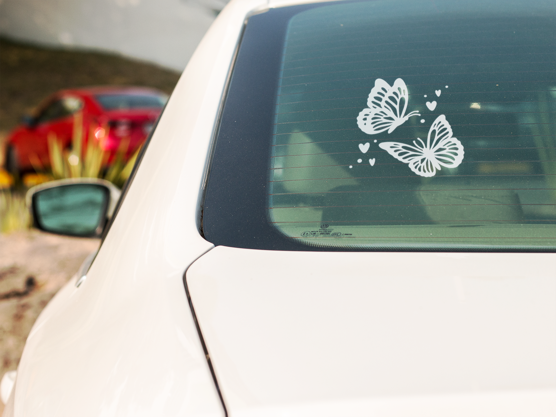 Butterflies and Hearts Window Decal, Car Decal