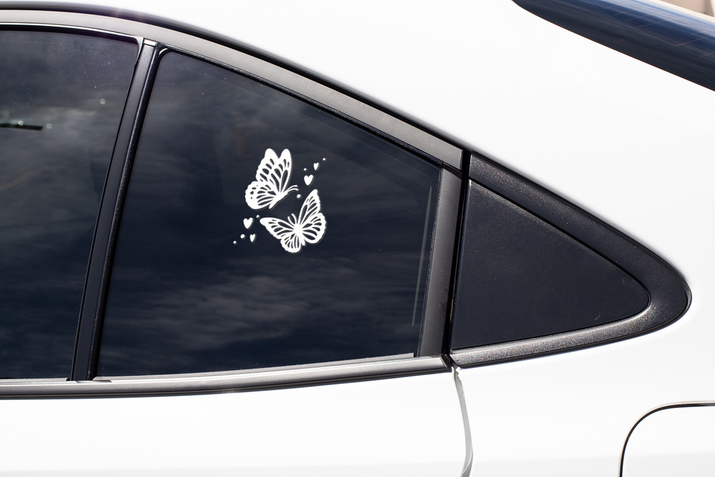Butterflies and Hearts Window Decal, Car Decal
