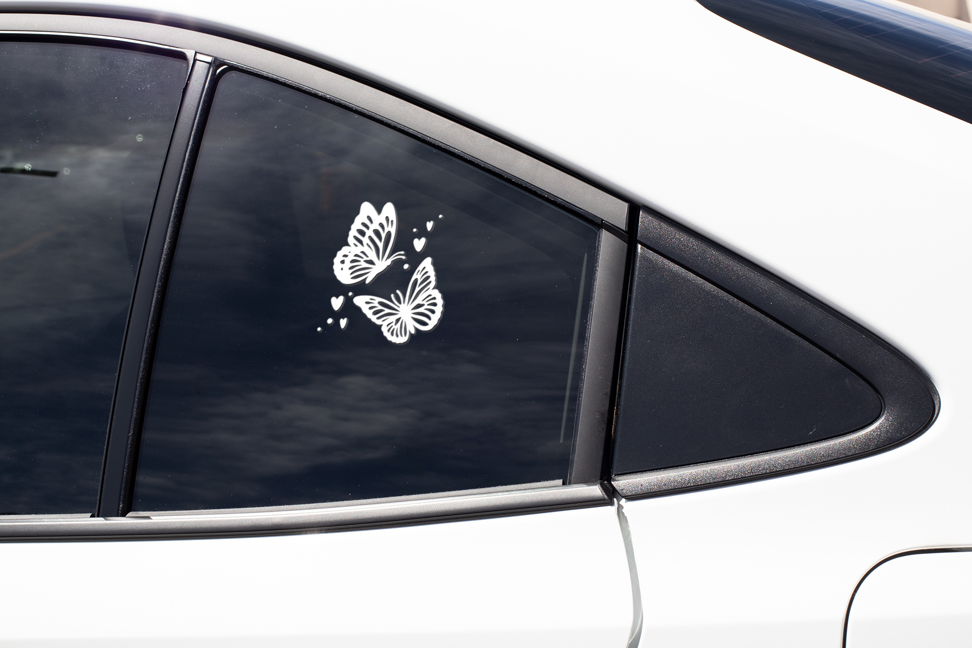 Butterflies and Hearts Window Decal, Car Decal